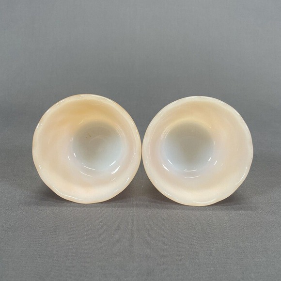 Anchor Hocking Peach Lustre Shell Custard Dessert Cups Dishes Set of 2 Vintage - Picture 5 of 6